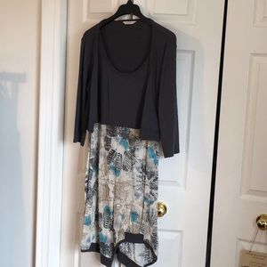 Sandwich dress. Grey faux thin over sweater.